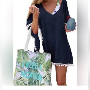 NWT Adreamly Pom Trim Swim Coverup